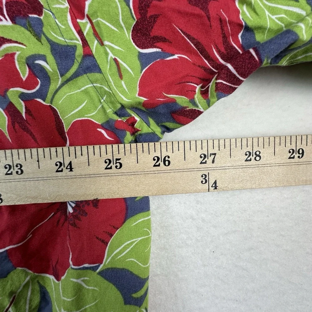 Vintage Banana Republic Shirt Mens Large Red Floral Hawaiian Camp Button Up